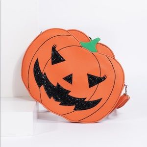 Orange Pumpkin Jack O Lantern Crossbody Purse